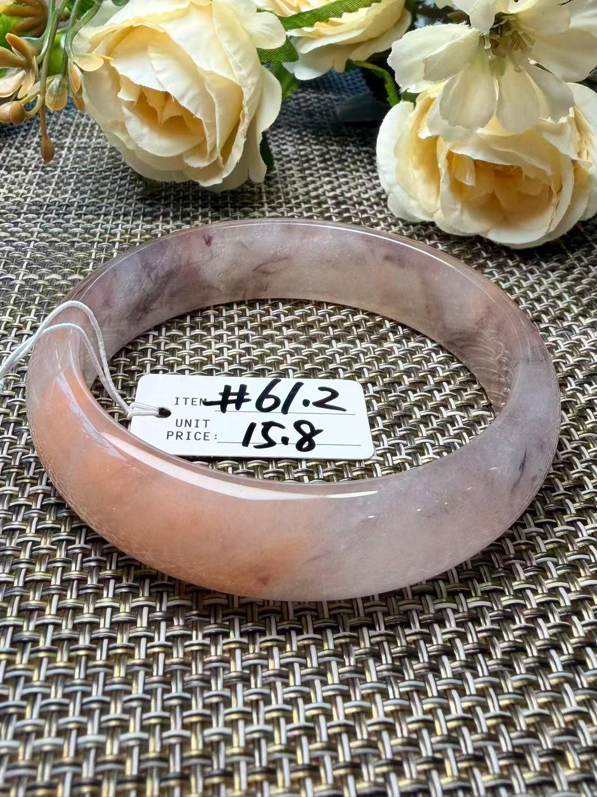 Rose Dusk Natural Quartzite Jade Bangle, Pink Purple Wide Bangle, One of a Kind Stone Bracelet, Certificate Included, 57-65mm Size Bangle