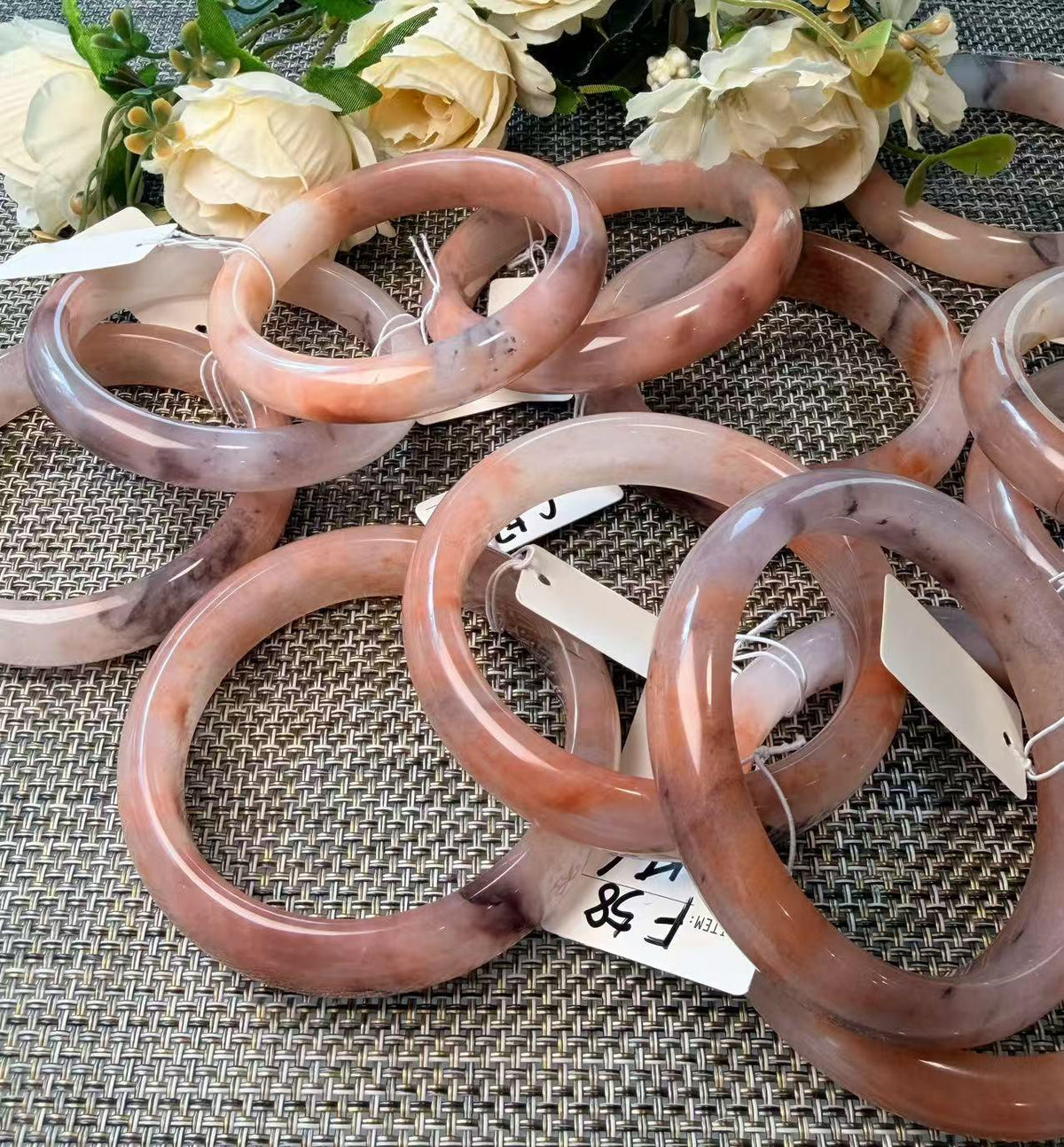 Deal! Rose Dusk Natural Quartzite Jade Bangle, Pink Purple Wide Bangle, One of a Kind Bangle, Certificate Included, 56-60mm Size Bangle