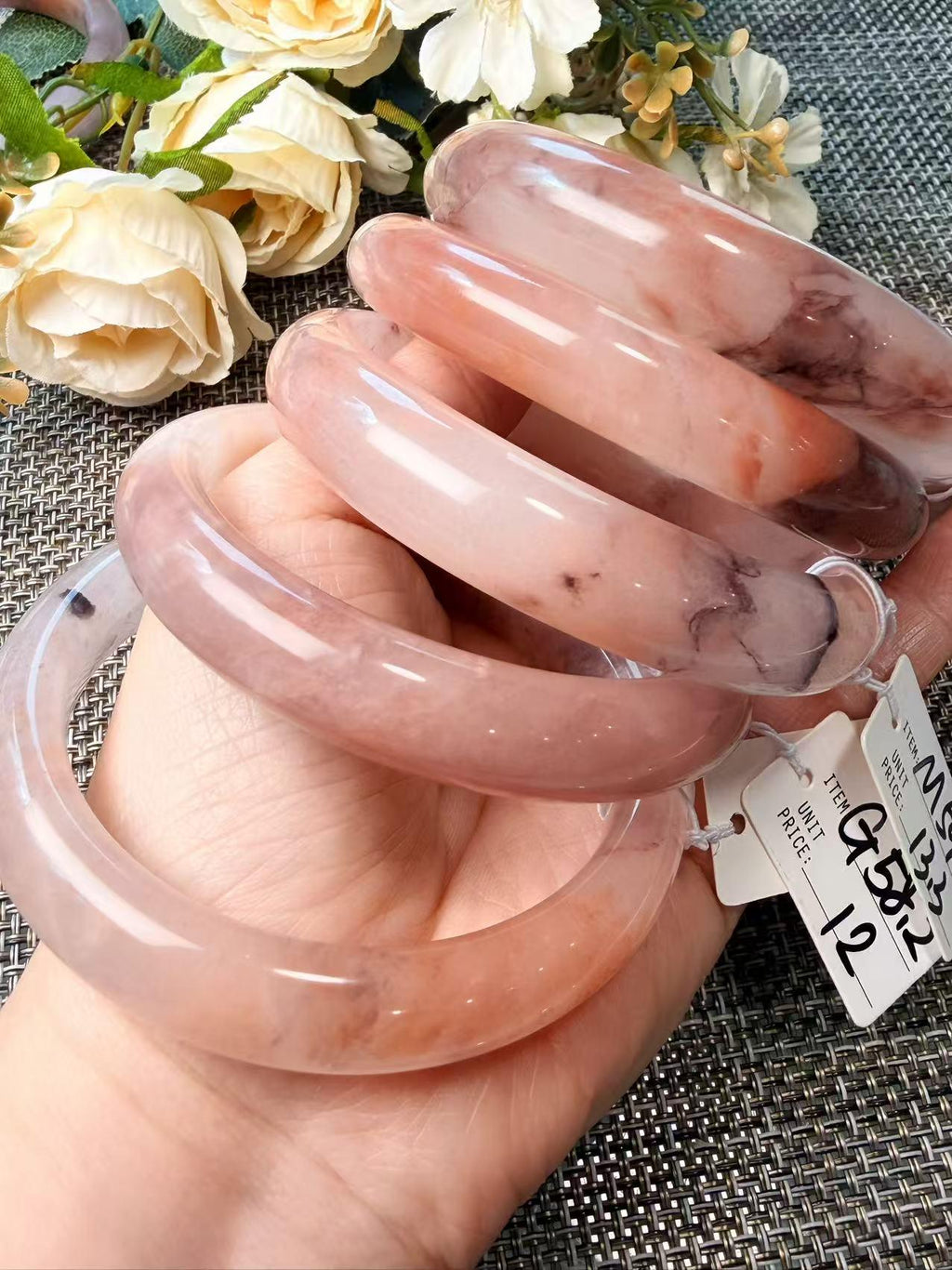 Deal! Rose Dusk Natural Quartzite Jade Bangle, Pink Purple Wide Bangle, One of a Kind Bangle, Certificate Included, 56-60mm Size Bangle