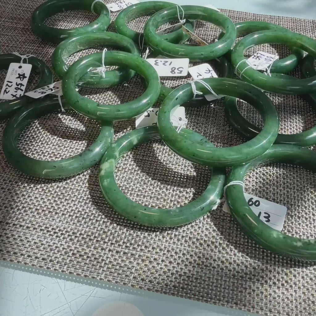 Natural Nephrite Jade Bangle, Rich Green Jade Bracelet, Classic Wide Jade Bangle, Genuine Green Jade Jewelry, 52-60mm Bangle, One of a Kind