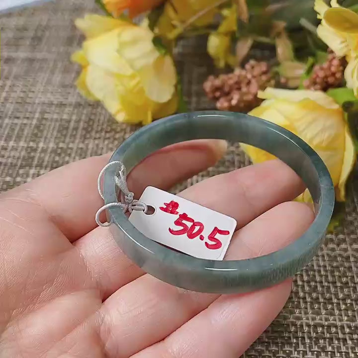 SALE! Certified Blue Jadeite XS Size Bangle Bracelet, Grade A Natural Jadeite Bangle, 50.5 XS Size Bangle
