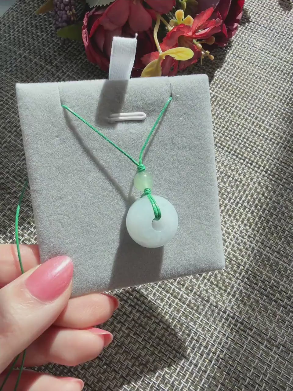 Natural Pale Green Jadeite Rollo Bead Pendant, 17x12.5mm Thick Jadeite Necklace, Adjustable Cord, Minimalist Jadeite Jewelry