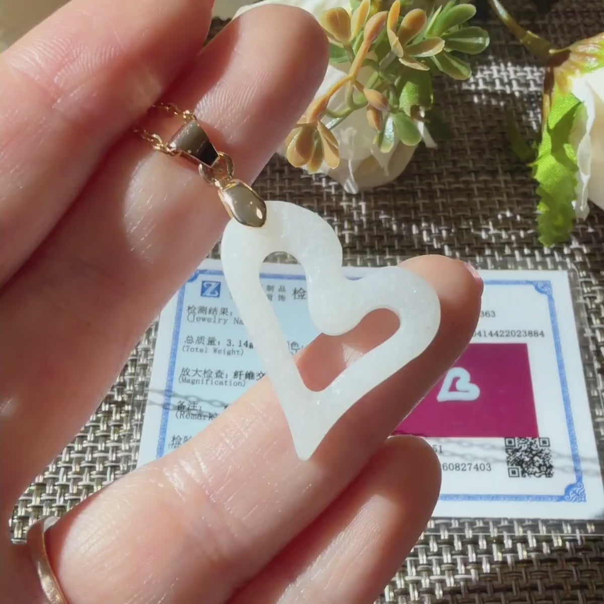 White Nephrite Jade Heart Necklace, Natural Jade Open Heart Pendant, 18K Gold Plated Chain, Minimalist Jade Jewelry, Gift for Her