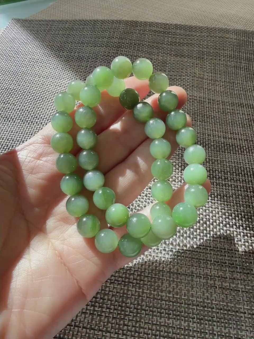 Natural Nephrite Jade Bracelet | Soft Moss Green 10mm Beads | Semi-Translucent Gemstone | Certified Premium Grade Jade | Jade Jewelry