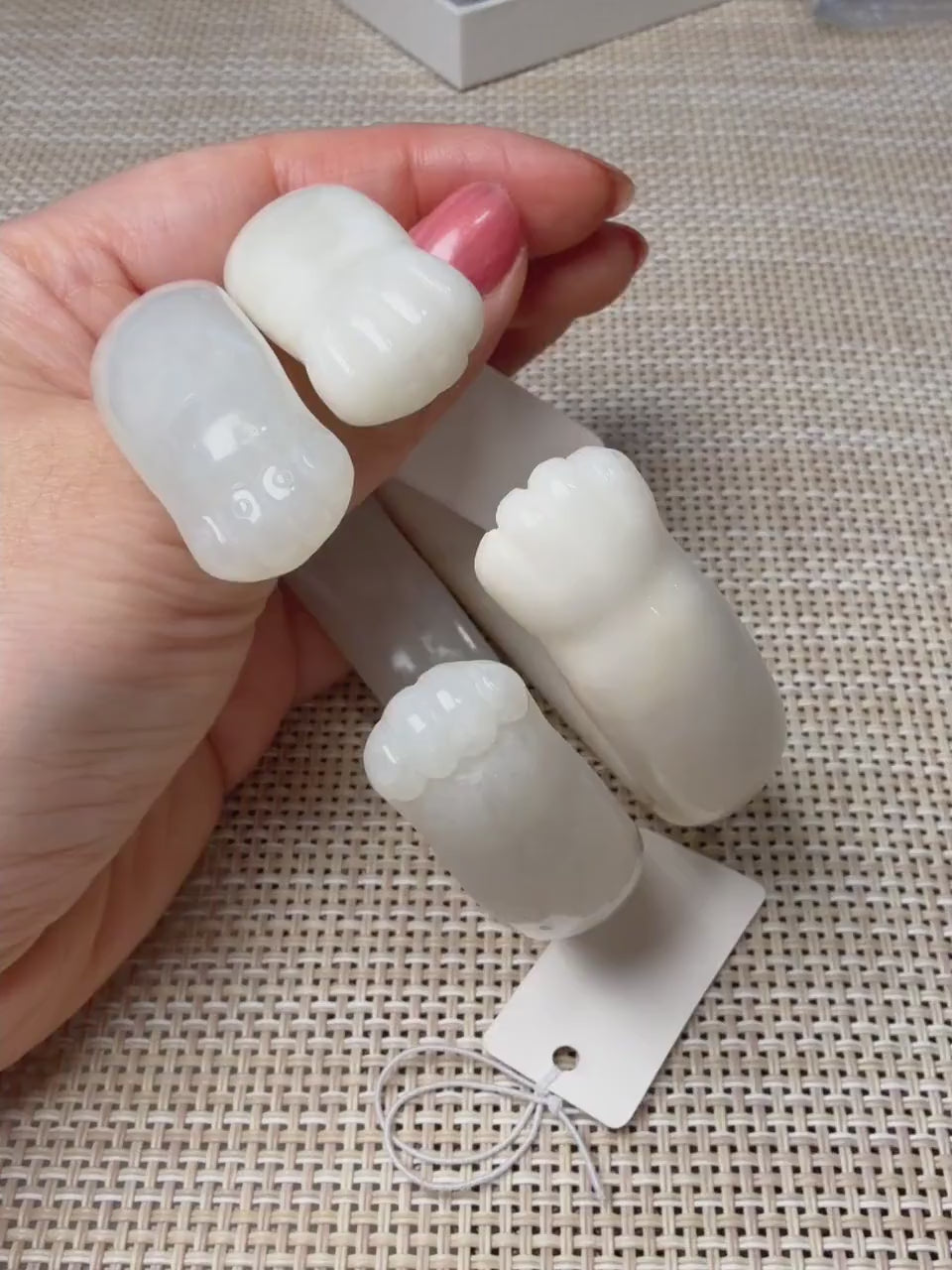 Natural White Nephrite Jade Cat Paw Bangle, Extra Large 61.7–61.8mm, Wide Open Cuff Bracelet, Hand Carved Jade Bracelet