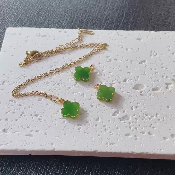 Certified Green Jade 18K Gold Clove Pendent, Nephrite Jade Pendent Necklace, Green Jade Jewelry