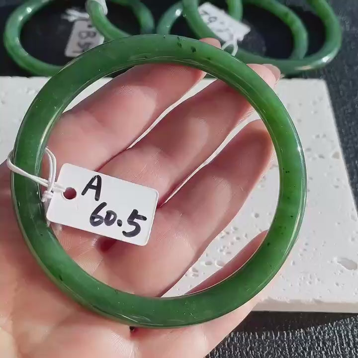 Certified Natural Green Jade Slim Bangle, 56-62 Size Minimalist Bangle Bracelet, Green Jade Bangle