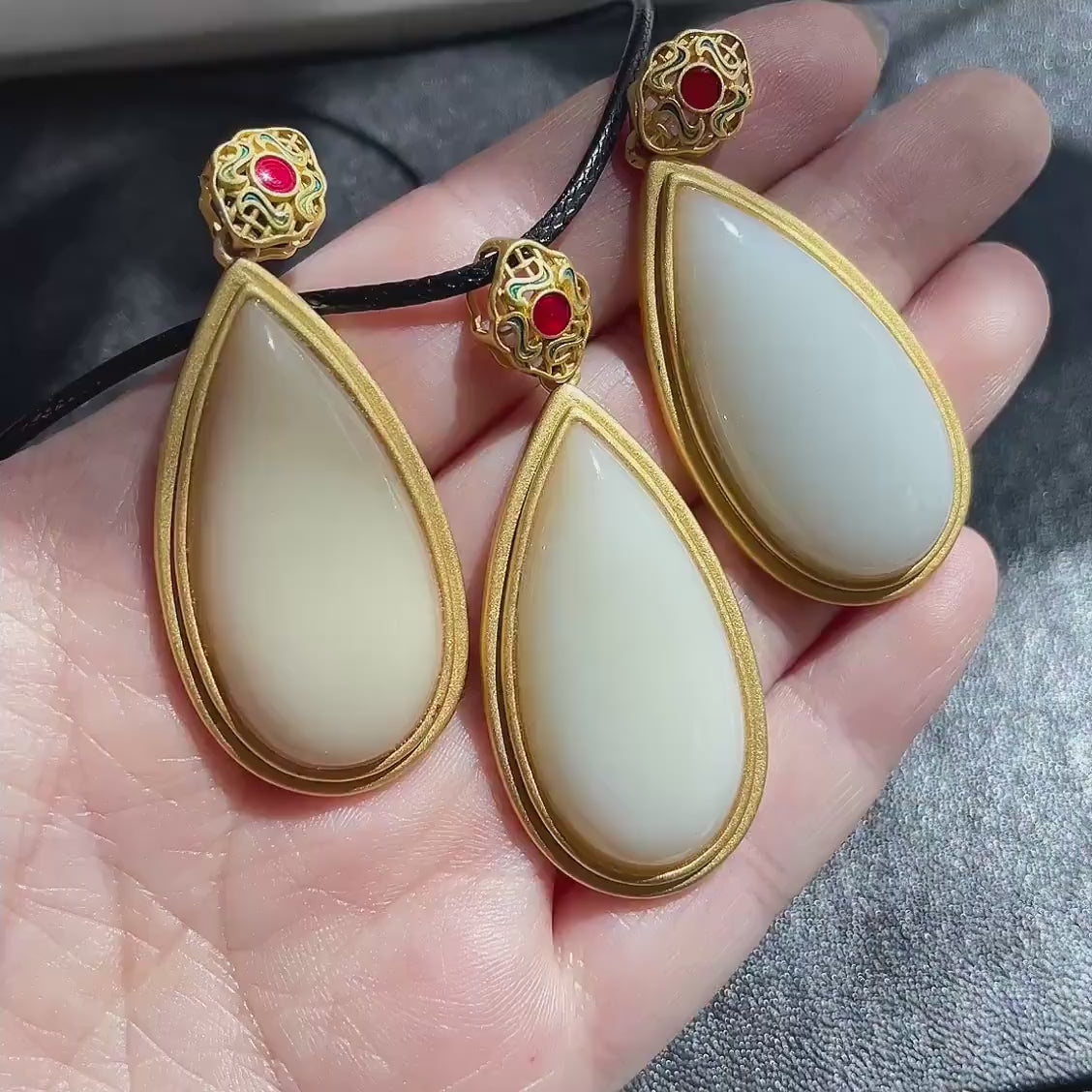 Certified Natural Nephrite Jade Teardrop Pendant Necklace, Cream White Jade,  925 Silver, Handmade Statement Necklace Gift, Real Jade Gift