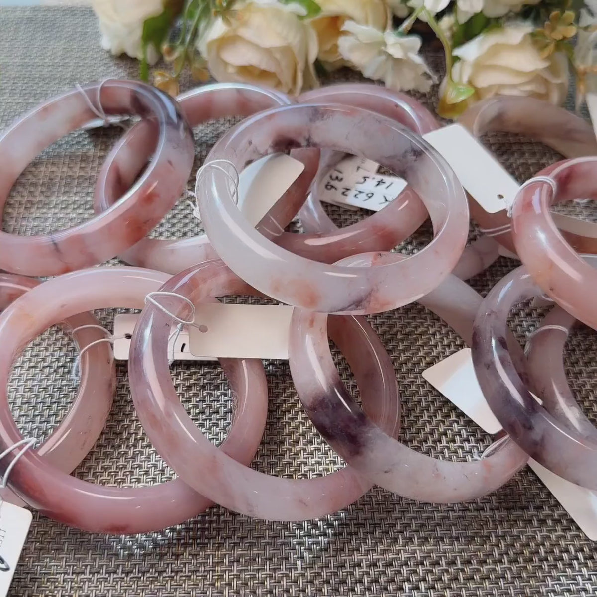 Deal! Rose Dusk Natural Quartzite Jade Bangle, Pink Purple Wide Bangle, One of a Kind , Certificate Included, 60-64mm Large Size Bangle