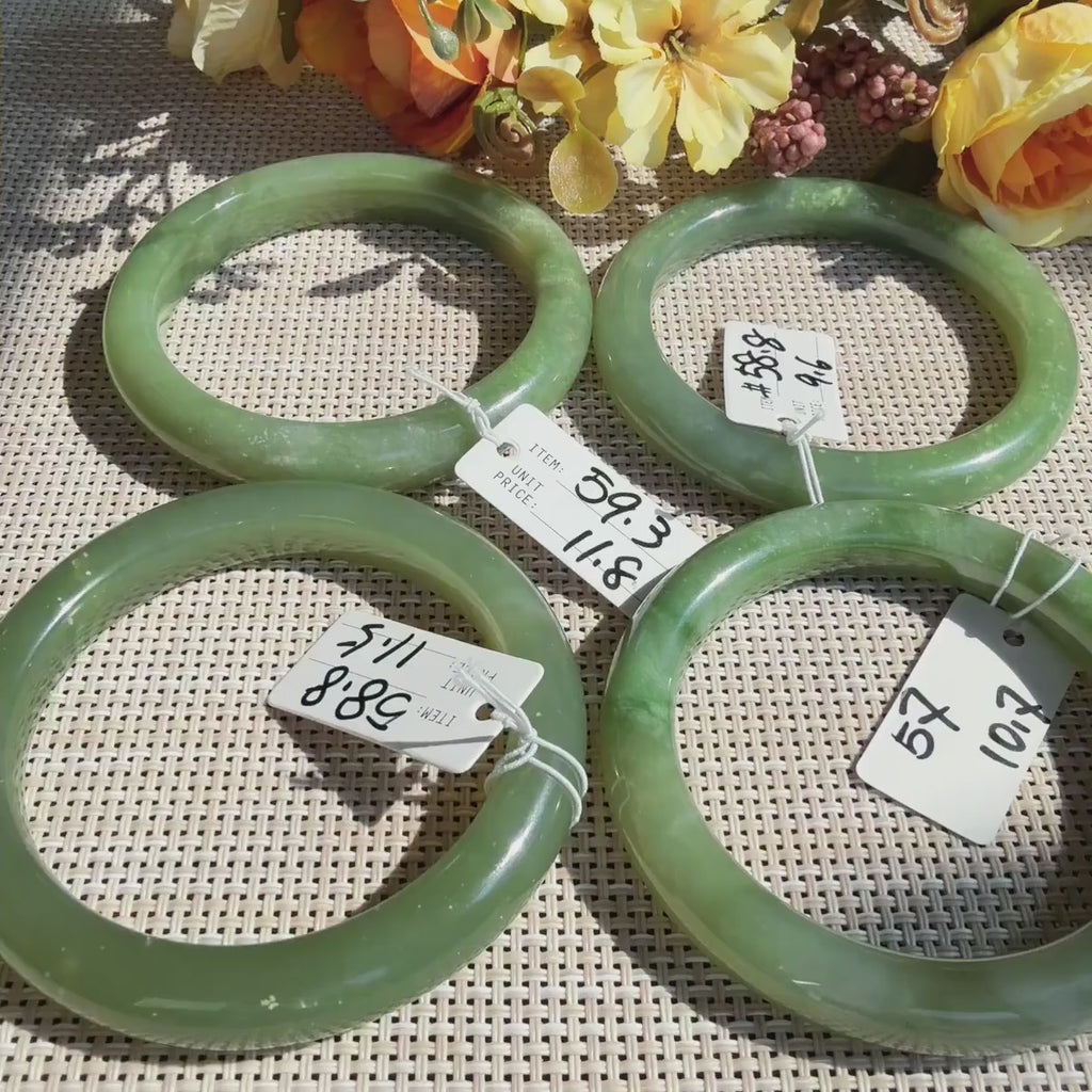 Certified Natural Green Jade Bangle ,  Lake Green Nephrite Jade Bangle , 57-59mm Multiple Sizes Bangle, One of a Kind