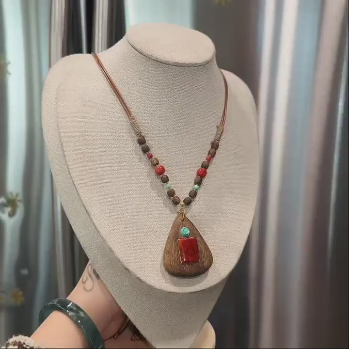 Certified Natural Red Agate , Sandalwood Pendant Necklace, Handcraft High Grade Agate Pendent , Red Agate, Gemstone Pendent