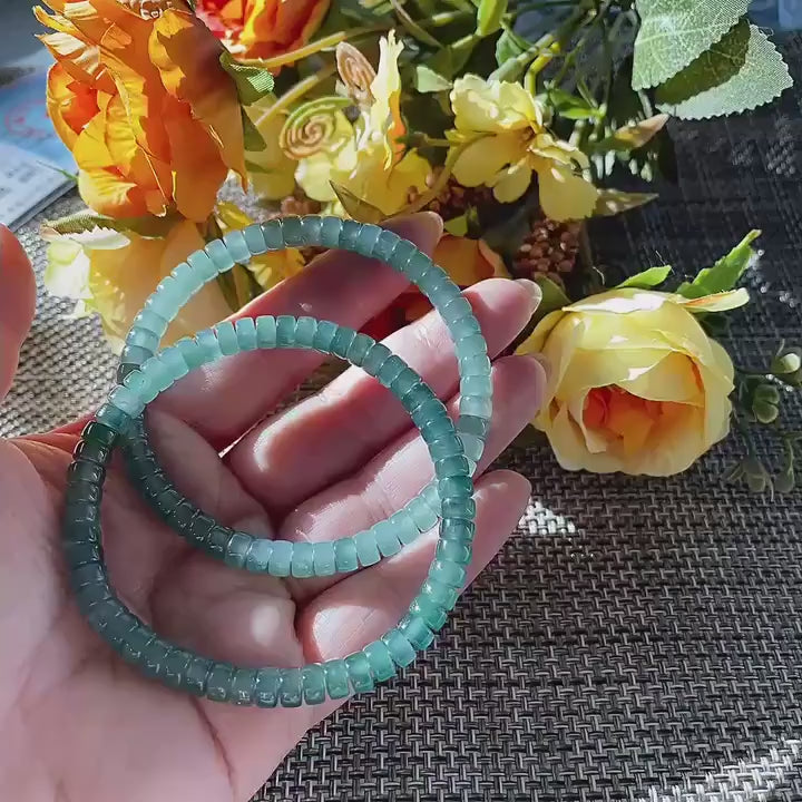 Certified Natural Blue Jadeite Bracelet , Slim Icy Blue Jadeite , 6mm Jadeite Bead Bracelet , Certified Grade A Jade , Minimalist Jewelry