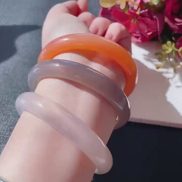 Natural Agate Bangle Bracelet, Thick Stone Bangle 11.5-12mm ，Real Natural Agate Bangle, High Grade Agate, Gift for Her