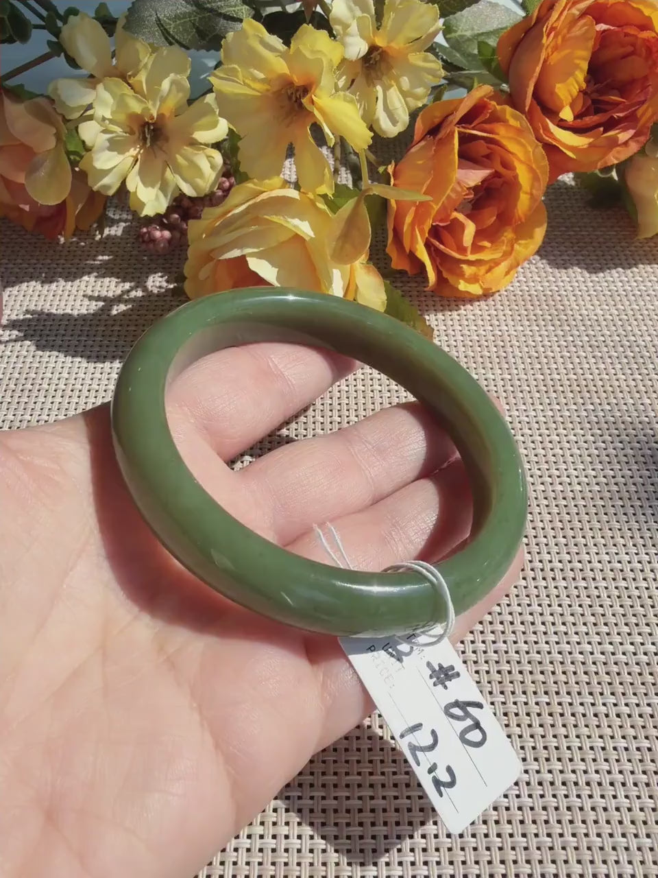 Natural Green Jade Bangle 60mm | Avocado Green Nephrite Jade Bracelet | 12.2mm Classic Round Bangle | Certificate Included
