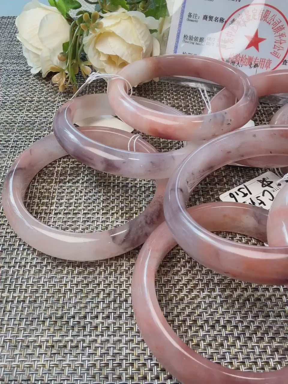 Deal! Rose Dusk Natural Quartzite Jade Bangle,  Pink Purple Wide Bangle, One of a Kind Bangle, Certificate Included, 56-60mm Size Bangle