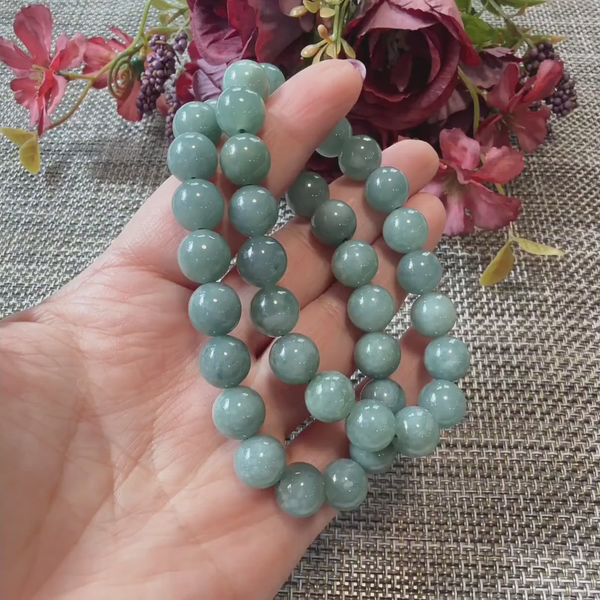 Natural Grade A Jadeite Jade Bracelet 9.5-10mm | Blue Jadeite Beaded Bracelet | Minimalist Everyday Jewelry | Gift for Her