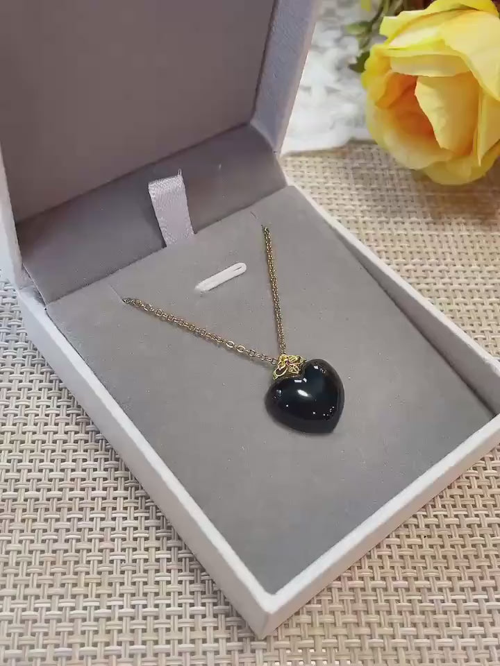 Certified Smoky Lavender Jade Heart Necklace , 18K Gold Jade Pendent Necklace, Real Nephrite Jade, High Grade Jade, Certified Natural Jade