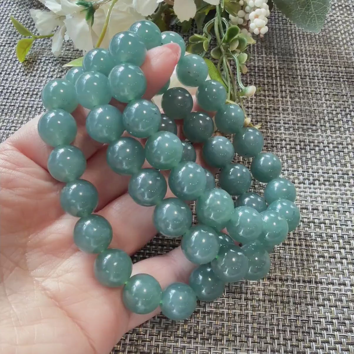 Certified Natural Blue Jadeite Bracelet , Icy Blue Jade Bracelet , 11.5mm Jadeite Bead Bracelet , Certified Grade A Jade , Minimalist  Jade